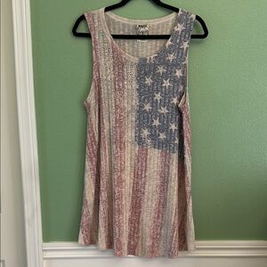 Patriotic Sleeveless Tank Top in Red, White (beige) and Blue